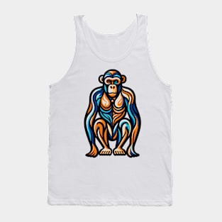 Pop art monkey illustration. cubism illustration of monkey Tank Top